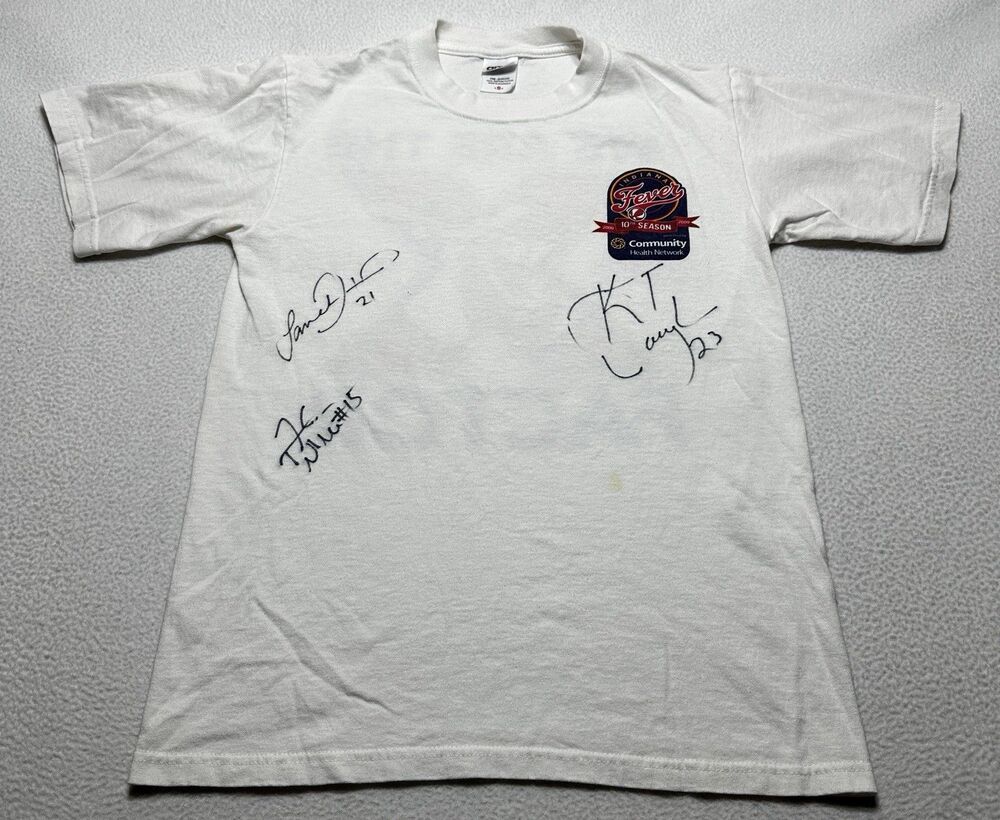 Indiana Fever Autographed WNBA Basketball T Shirt Unisex Size Small *READ
